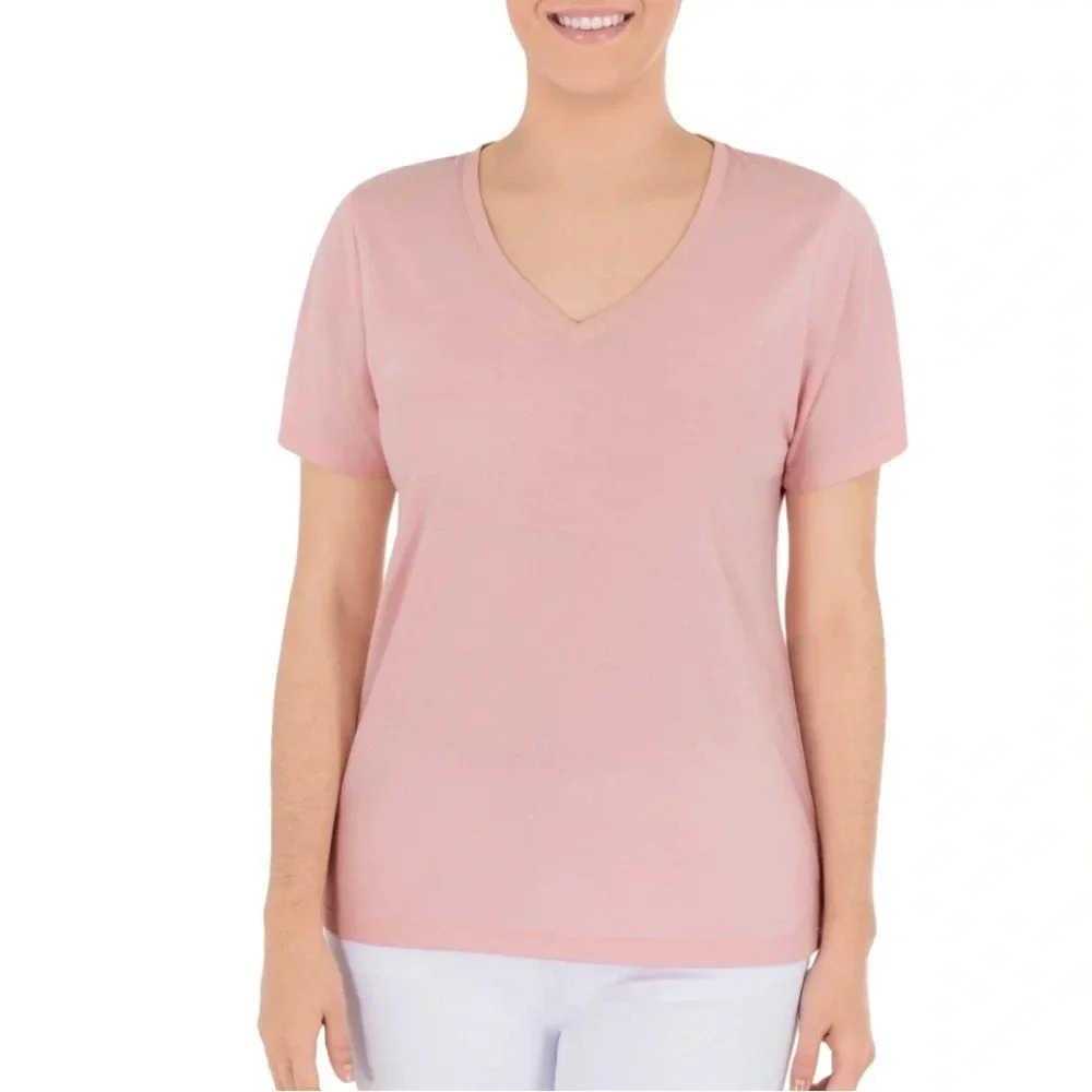 Lot of 3 T-Shirt Pima Cotton V-Neck Size XXLarge (20) Relaxed White /Black/Pink - Picture 5 of 8